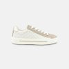 Women Ara Leather Sneakers | Ara Courtyard 2.0 Sand & Platinum Sneakers