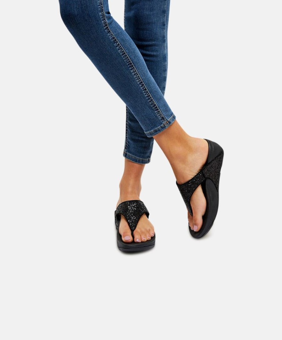 Women FitFlop Thongs | Fitflop Lulu Glitter Toe Post Sandals Navy