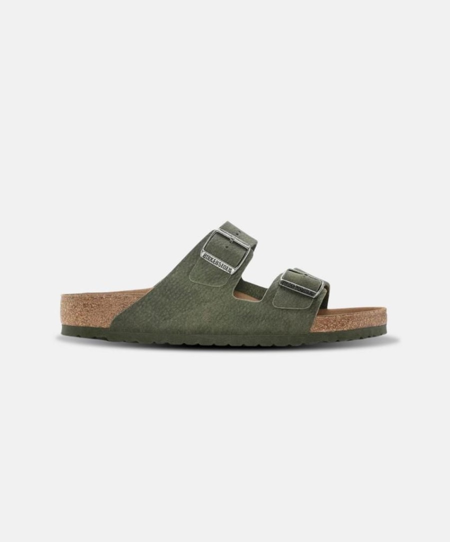 Men Bstore Two Strap Sandals | Birkenstock Arizona Birkibuc Desert Dust Thyme Vegan Sandals