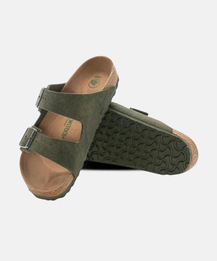 Men Bstore Two Strap Sandals | Birkenstock Arizona Birkibuc Desert Dust Thyme Vegan Sandals