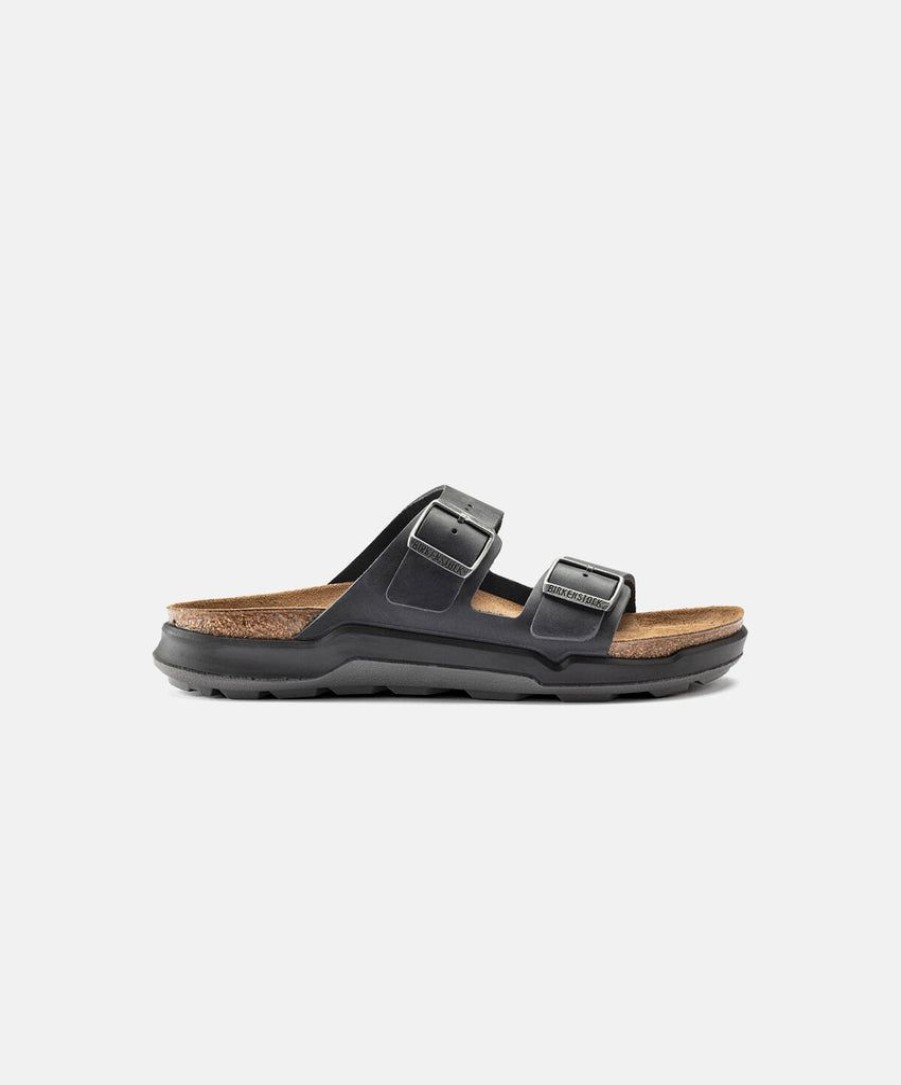 Men Birkenstock Two Strap Sandals | Birkenstock Arizona Cross Town Oiled Sandals Black