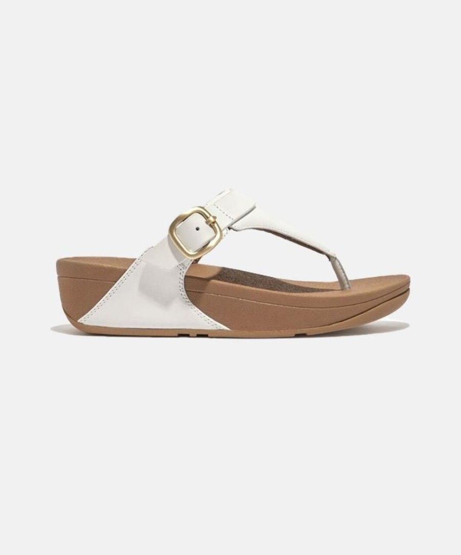 Women FitFlop Toe Post Sandals | Fitflop Lulu Adjustable Leather Toe Post Sandals White