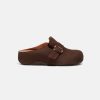 Women FitFlop Clogs | Fitflop Shuv Buckle-Strap Nubuck Clogs Brown