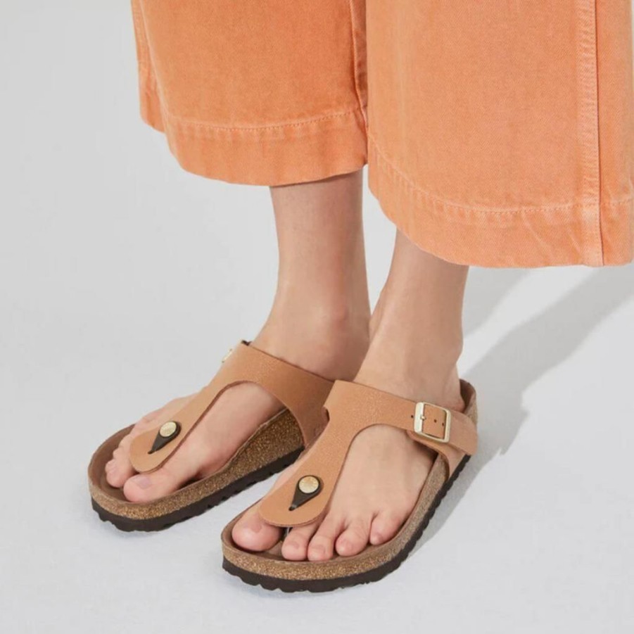 Women Birkenstock Toe Post Sandals | Birkenstock Gizeh Birkibuc Earthy Pecan Vegan Sandals