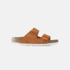 Women Birkenstock Two Strap Sandals | Birkenstock Arizona Suede Leather Russet Orange Soft Footbed Sandals