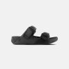 Men FitFlop Two Strap Sandals | Fitflop Gogh Moc Leather Slides Black