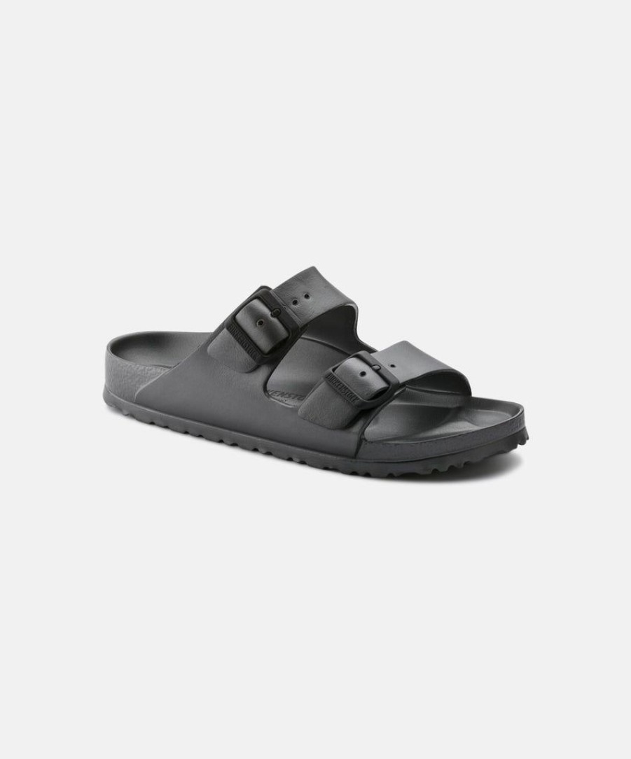 Women Birkenstock Two Strap Sandals | Birkenstock Arizona Eva Metallic Anthracite Sandals