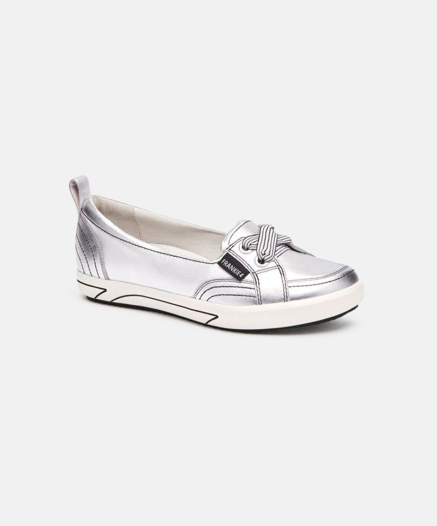 Women Frankie4 Leather Sneakers | Frankie4 Sophie Iii Silver Star Ballet Flats