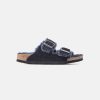 Men Birkenstock Two Strap Sandals | Birkenstock Arizona Suede Leather Shearling Midnight Sandals