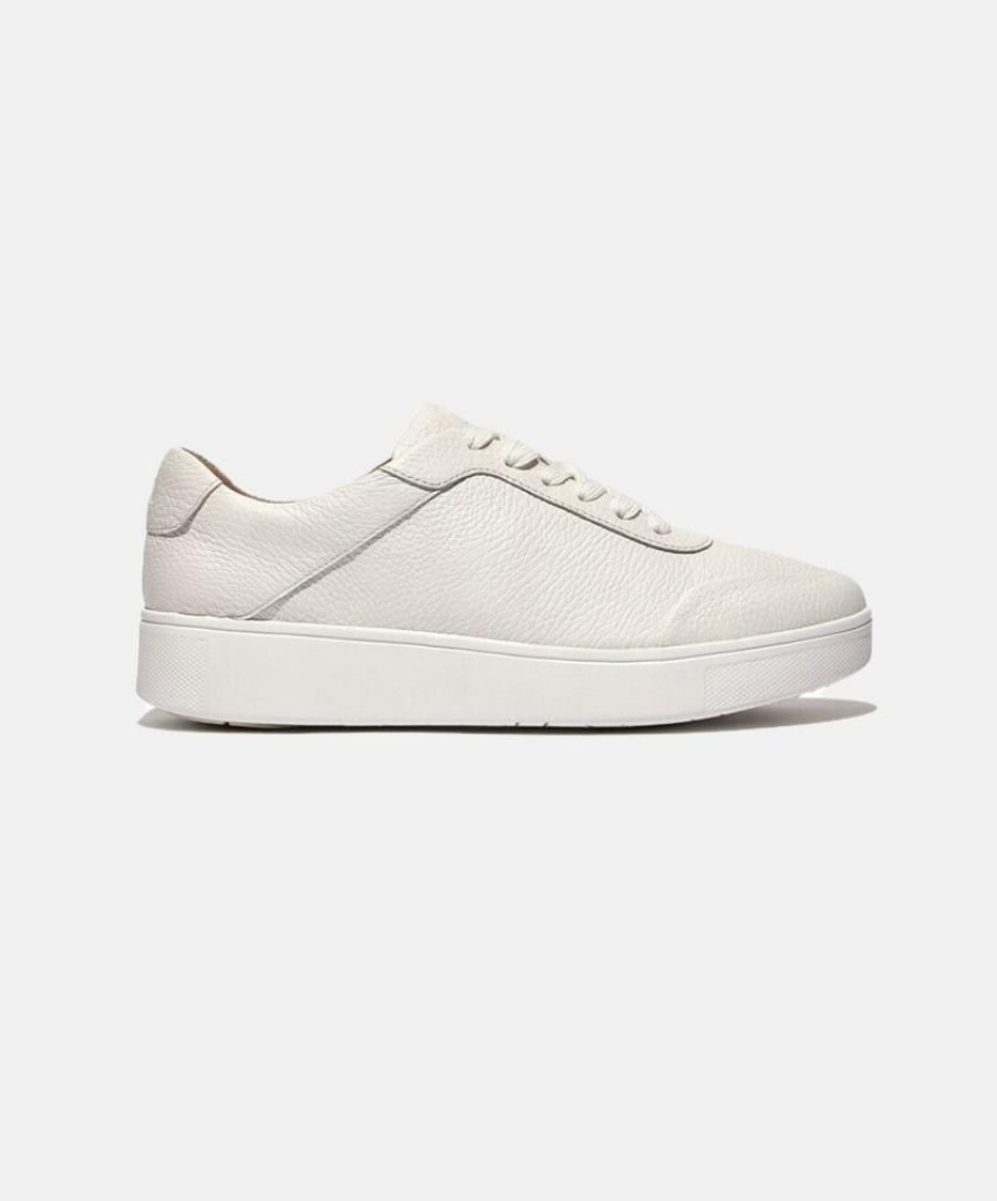 Women FitFlop Leather Sneakers | Fitflop Rally Tumbled-Leather Sneakers White