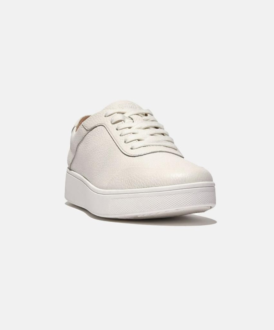 Women FitFlop Leather Sneakers | Fitflop Rally Tumbled-Leather Sneakers White