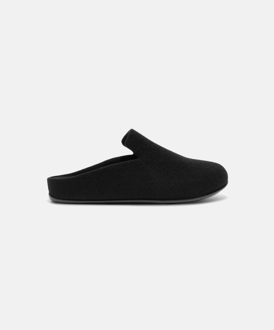 Women FitFlop Clogs | Fitflop Chrissie Ii Haus Felt Slippers Black