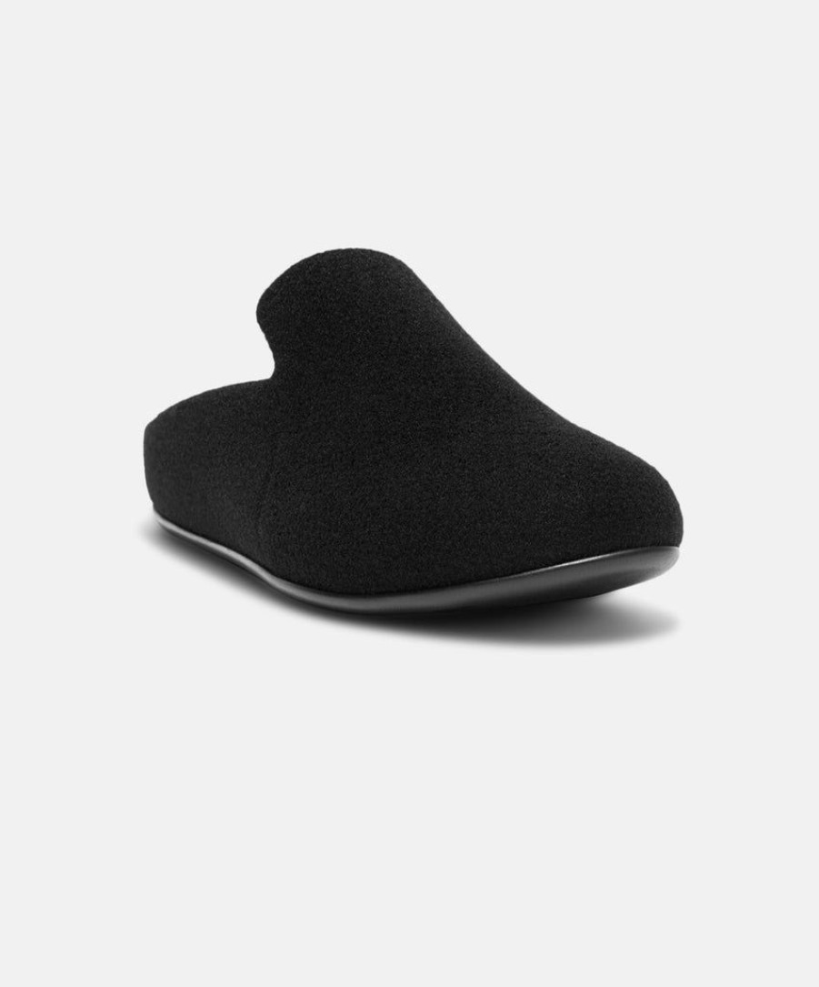 Women FitFlop Clogs | Fitflop Chrissie Ii Haus Felt Slippers Black