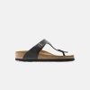 Women Birkenstock Toe Post Sandals | Birkenstock Gizeh Birko-Flor Black Sandals