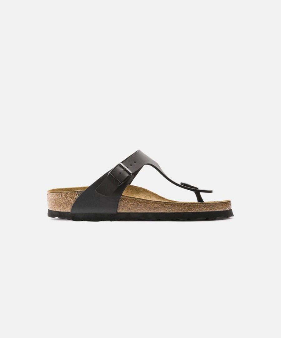 Women Birkenstock Toe Post Sandals | Birkenstock Gizeh Birko-Flor Black Sandals