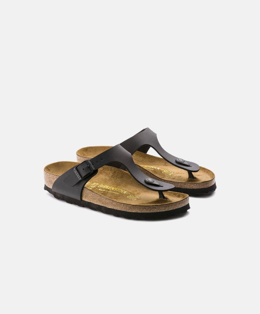 Women Birkenstock Toe Post Sandals | Birkenstock Gizeh Birko-Flor Black Sandals