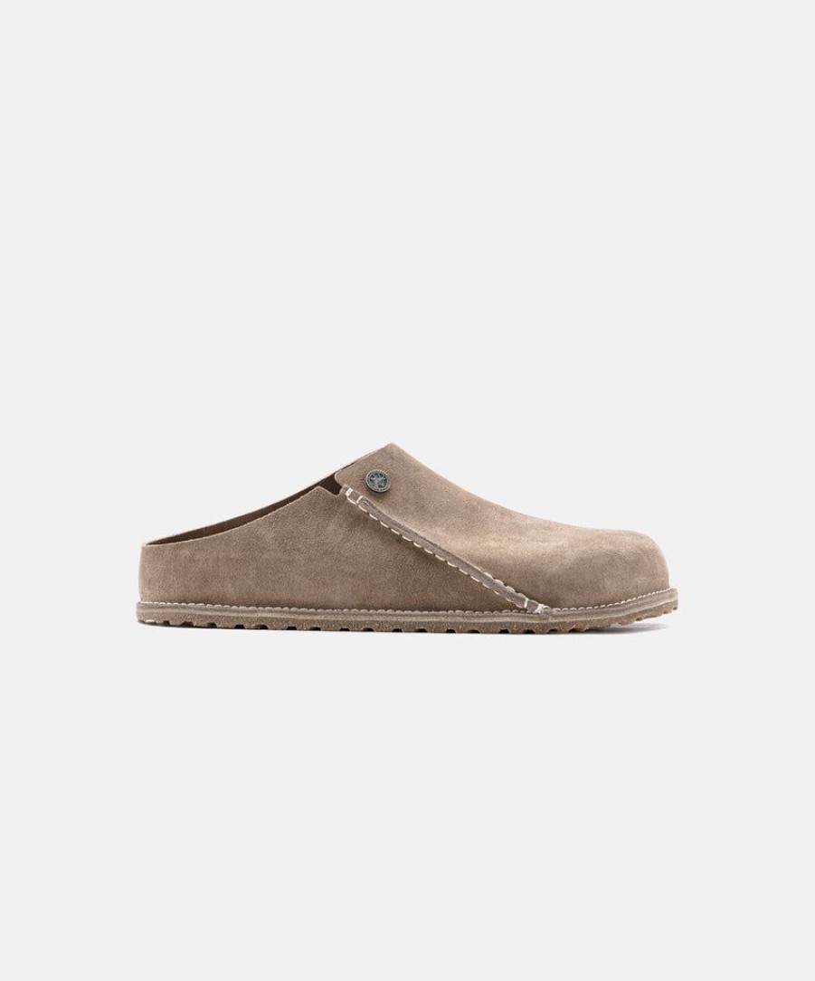 Women Birkenstock Clogs | Birkenstock Zermatt Premium Suede Leather Grey Taupe Clogs