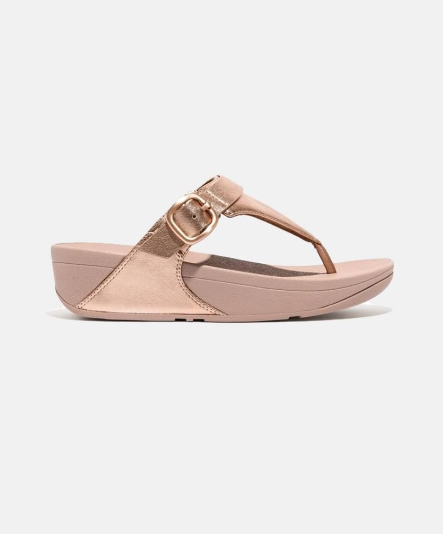 Women FitFlop Toe Post Sandals | Fitflop Lulu Adjustable Leather Toe Post Sandals Rose Gold