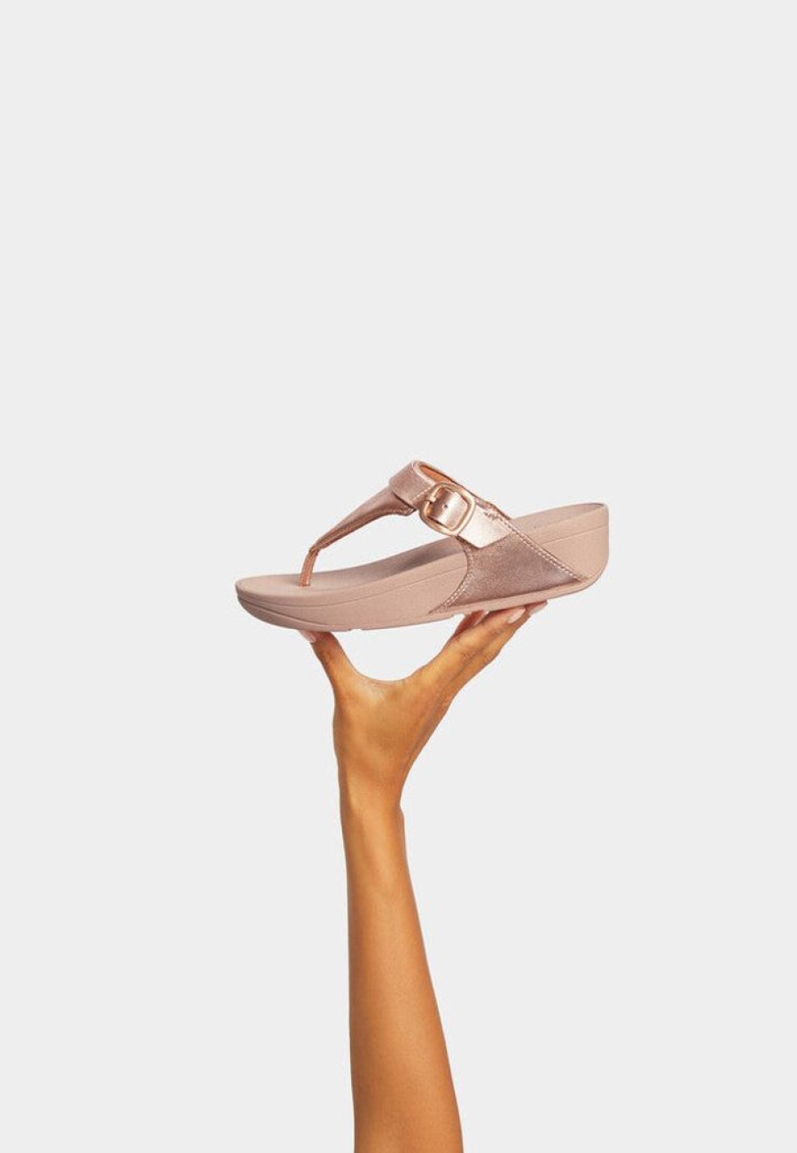 Women FitFlop Toe Post Sandals | Fitflop Lulu Adjustable Leather Toe Post Sandals Rose Gold