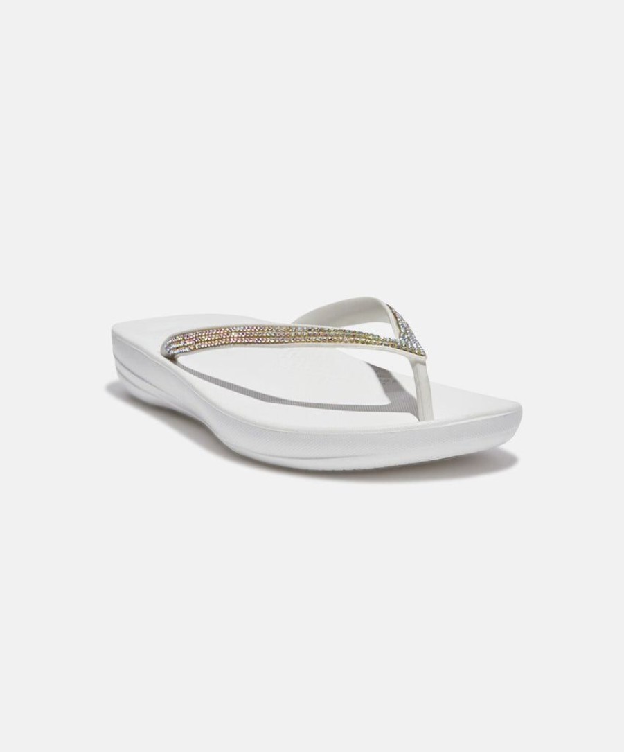 Women FitFlop Thongs | Fitflop Iqushion Sparkle Thongs White