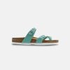 Women Birkenstock Slides | Birkenstock Mayari Birko-Flor Icy Metallic Emerald Sandals