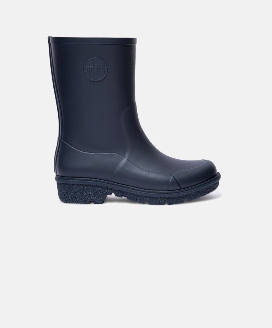 Women FitFlop Wellington Boots | Fitflop Wonderwelly Short Boots Navy