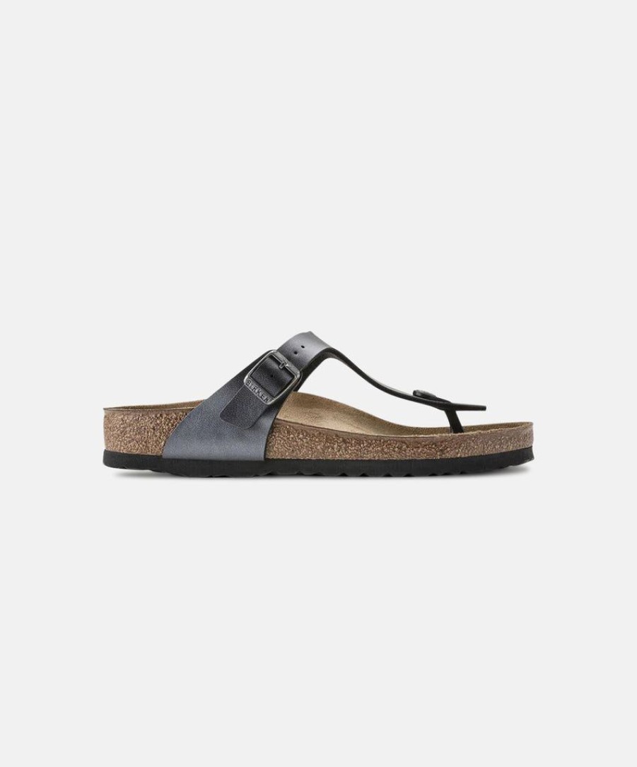 Women Birkenstock Toe Post Sandals | Birkenstock Gizeh Bf Metallic Black