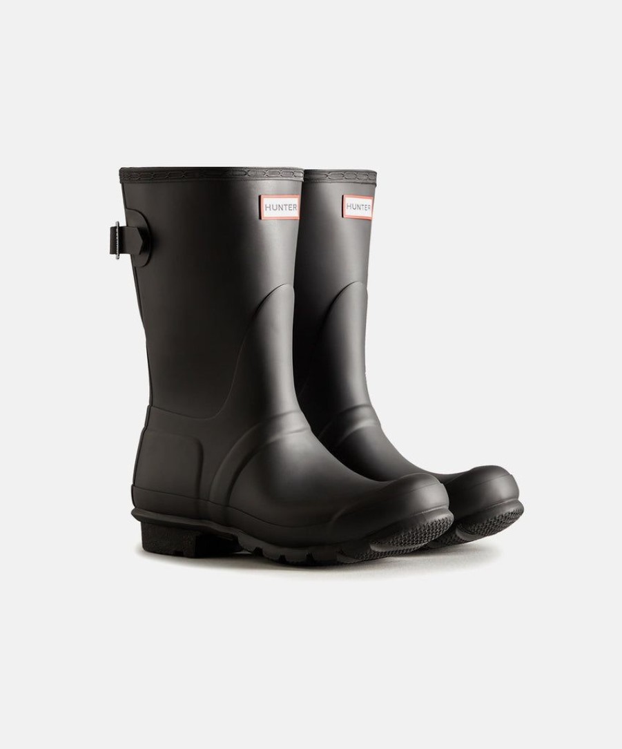 Women Hunter Wellington Boots | Hunter Womens Original Back Adjustable Short Black Boots