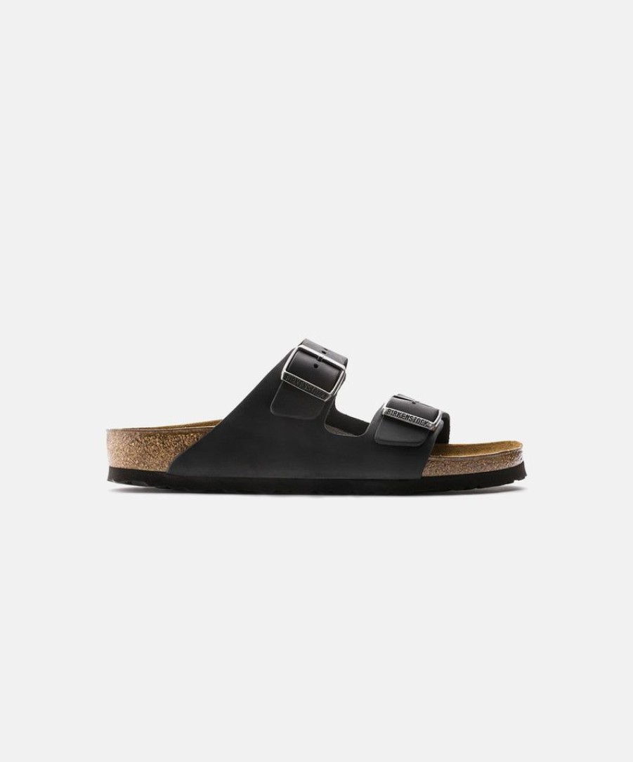 Women Birkenstock Leather Sandals | Birkenstock Arizona Oiled Leather Black Sandals