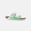 Men Birkenstock Slides | Birkenstock Arizona Monstera Birko-Flor White/Bold Jade Sandals