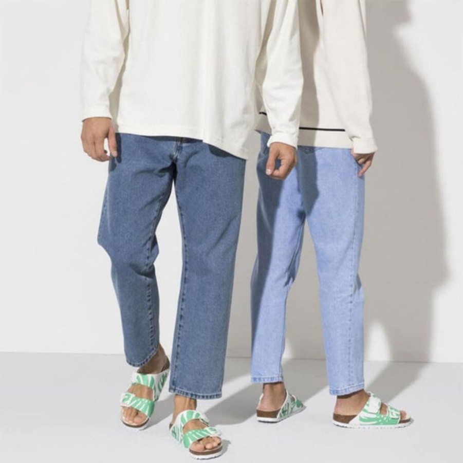 Men Birkenstock Slides | Birkenstock Arizona Monstera Birko-Flor White/Bold Jade Sandals