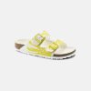 Men Birkenstock Vegan Sandals | Birkenstock Arizona Monstera Birko-Flor White/Lime Sour Sandals