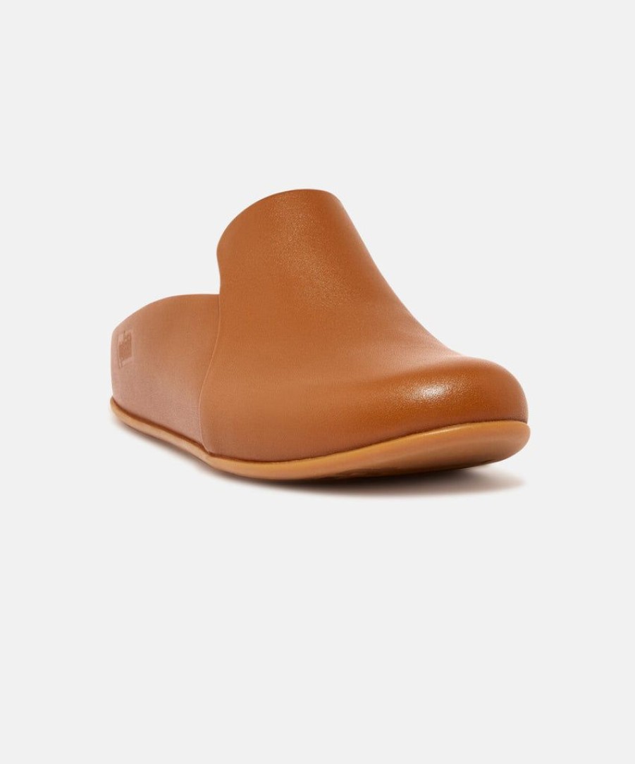 Women FitFlop Clogs | Fitflop Chrissie Ii Haus Leather Slippers Tan