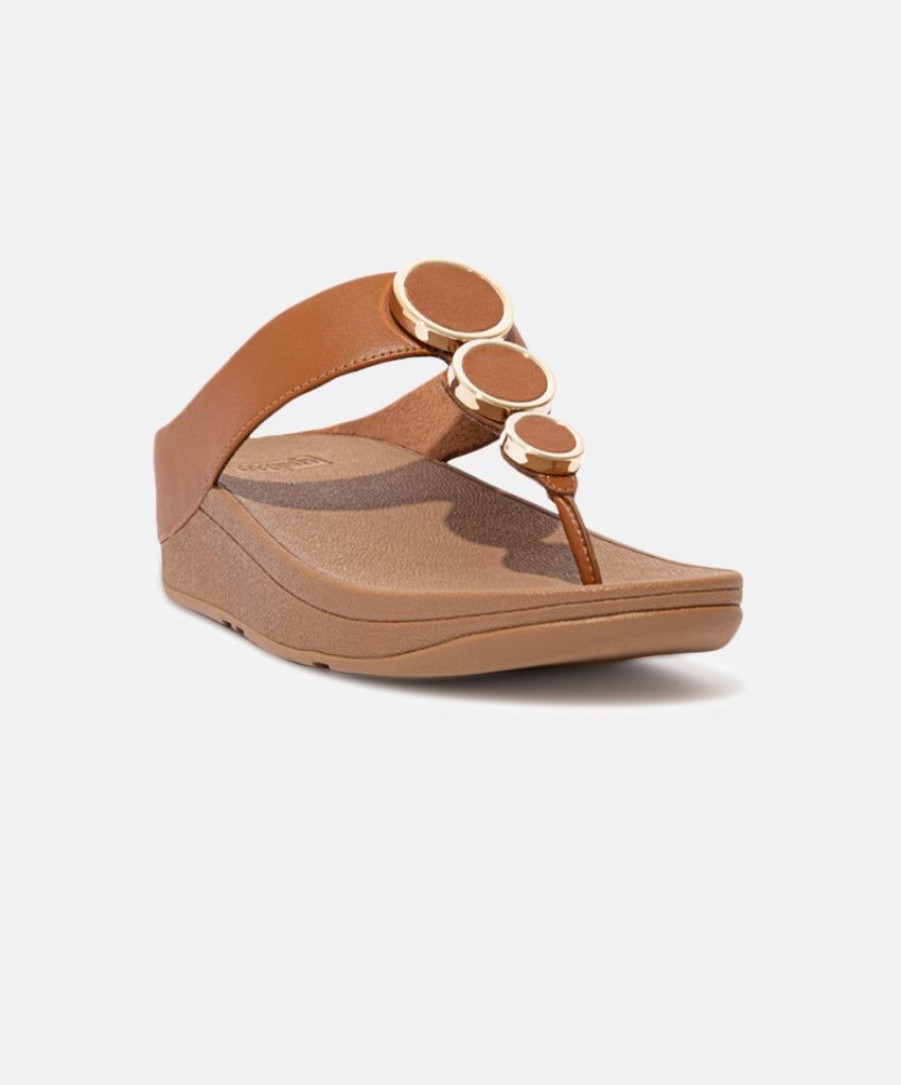 Women FitFlop Toe Post Sandals | Fitflop Halo Leather Toe Post Sandals Brown