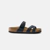 Women Birkenstock Slides | Birkenstock Franca Oiled Leather Sandals Navy