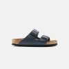 Men Birkenstock Slides | Birkenstock Arizona Leather Sandals Blue