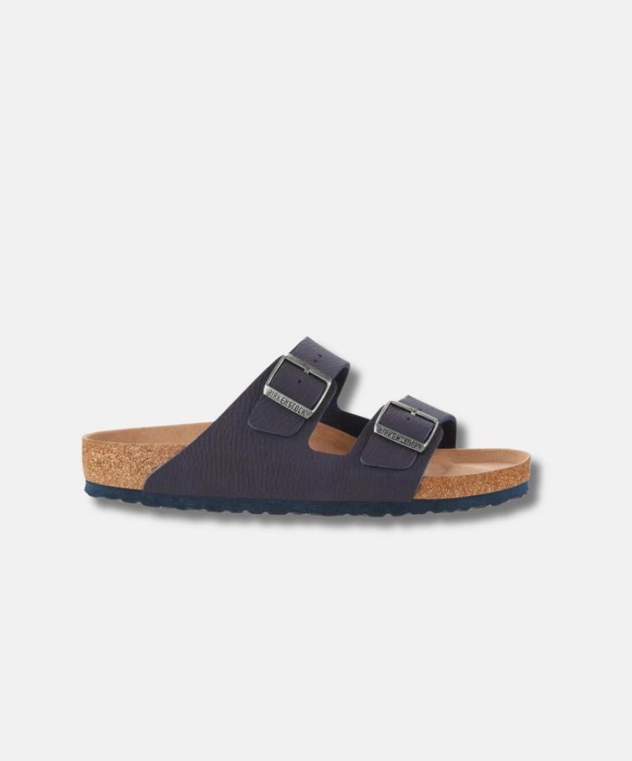 Women Bstore Vegan Sandals | Birkenstock Arizona Birkibuc Desert Dust Indigo Blue Vegan Sandals