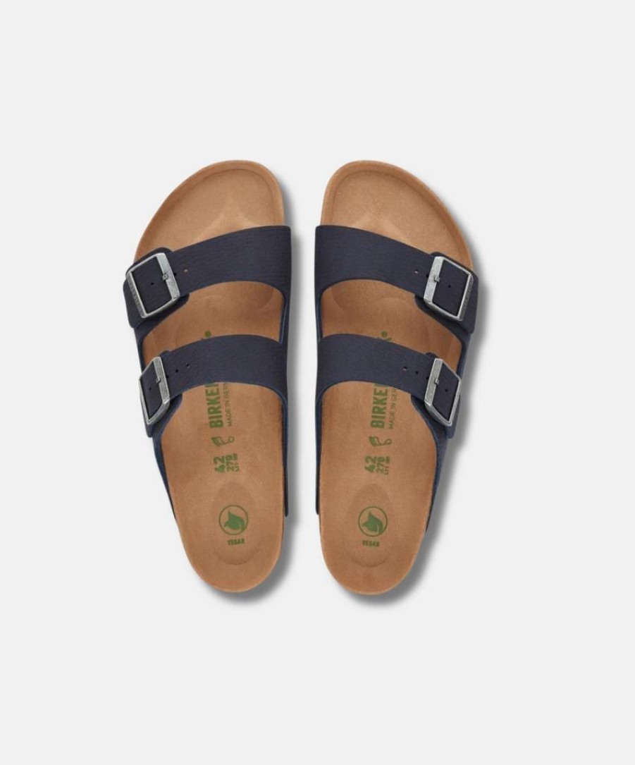 Women Bstore Vegan Sandals | Birkenstock Arizona Birkibuc Desert Dust Indigo Blue Vegan Sandals