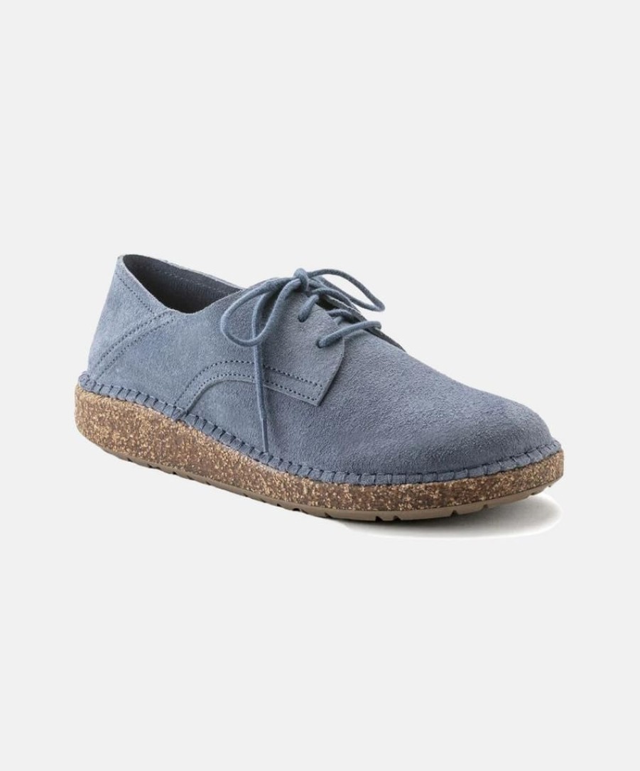 Women Birkenstock Leather Sneakers | Birkenstock Gary Suede Leather Blue Shoes