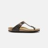 Women Birkenstock Leather Sandals | Birkenstock Gizeh Oiled L Brown