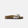 Women Birkenstock Slides | Birkenstock Madrid Birko-Flor Graceful Pearl White Sandals