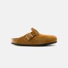 Women Birkenstock Clogs | Birkenstock Boston Suede Leather Soft Footbed Clogs Orange