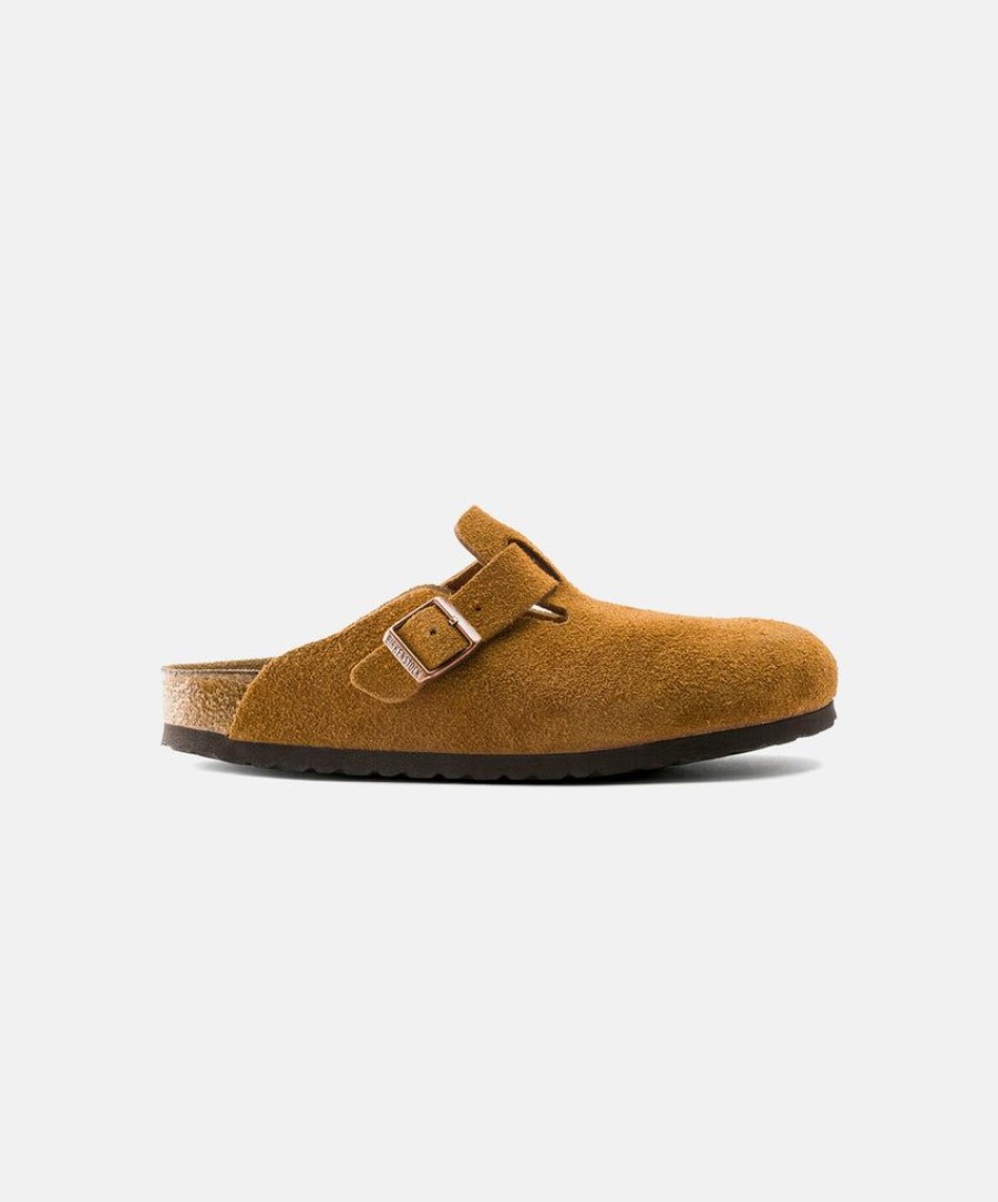 Women Birkenstock Clogs | Birkenstock Boston Suede Leather Soft Footbed Clogs Orange