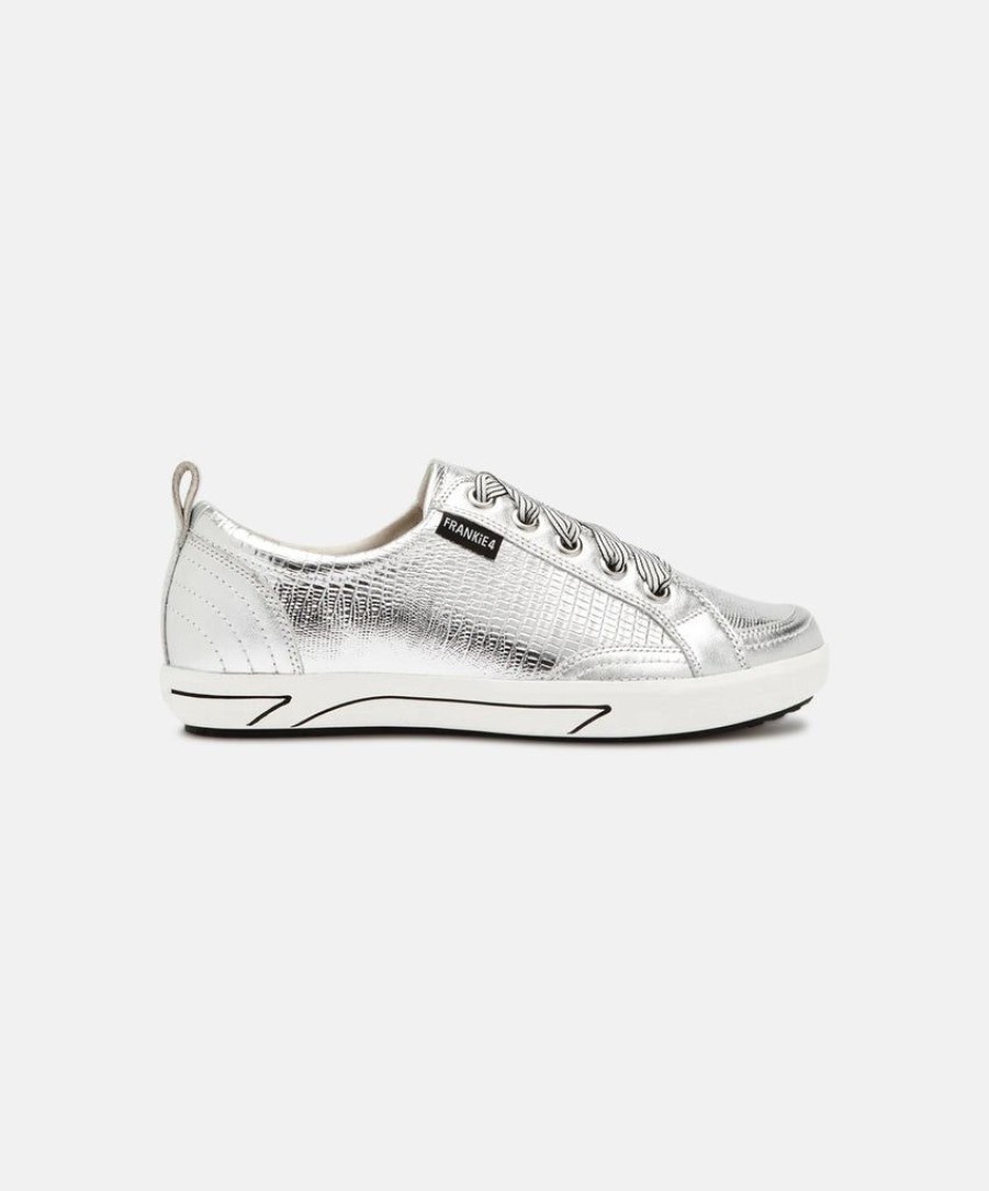 Women Frankie4 Leather Sneakers | Frankie4 Ellie Iv Silver Lizard Emboss Sneakers