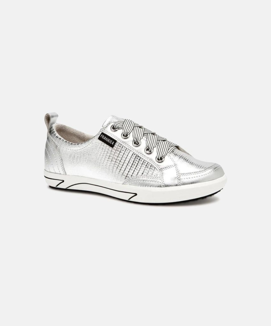 Women Frankie4 Leather Sneakers | Frankie4 Ellie Iv Silver Lizard Emboss Sneakers