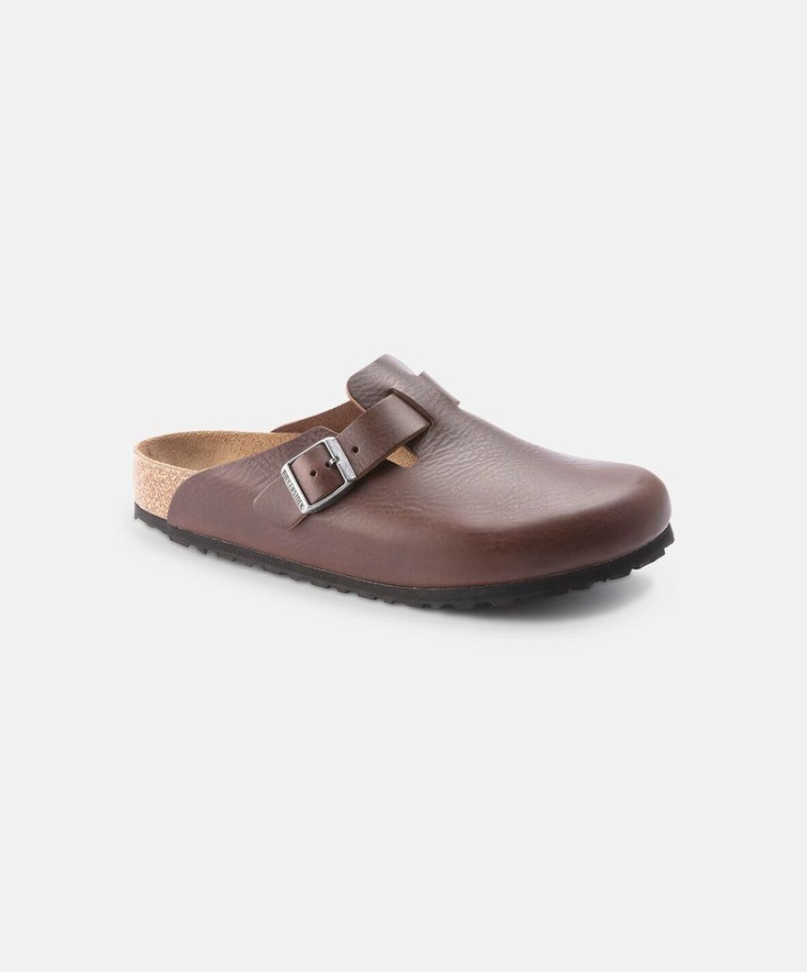 Women Birkenstock Clogs | Birkenstock Boston Leather Vintage Wood Roast Clogs