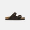 Women Birkenstock Two Strap Sandals | Birkenstock Arizona Suede Leather Soft Footbed Sandals Mocca