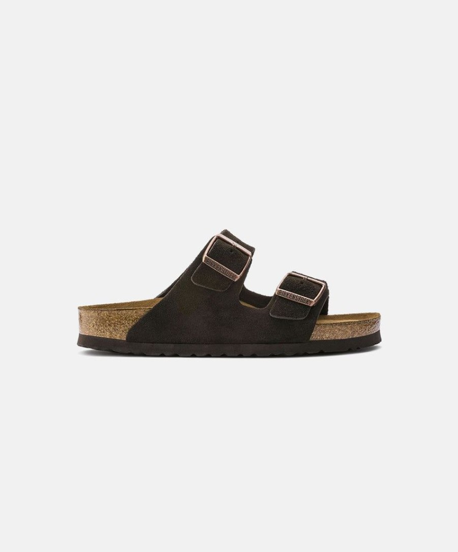 Women Birkenstock Two Strap Sandals | Birkenstock Arizona Suede Leather Soft Footbed Sandals Mocca