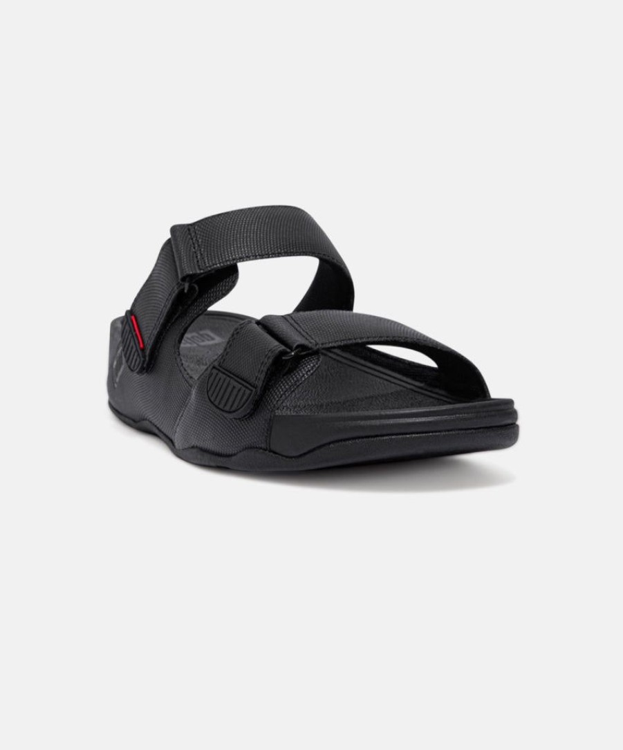 Men FitFlop Leather Sandals | Fitflop Gogh Moc Leather Slides Black