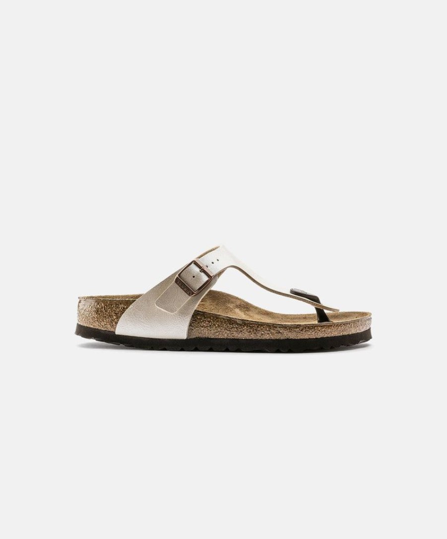 Women Birkenstock Thongs | Birkenstock Gizeh Birko-Flor Graceful Pearl White Sandals